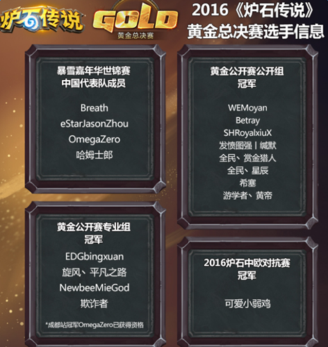 炉石传说2016黄金总决赛赛制赛程公布 跨年节目